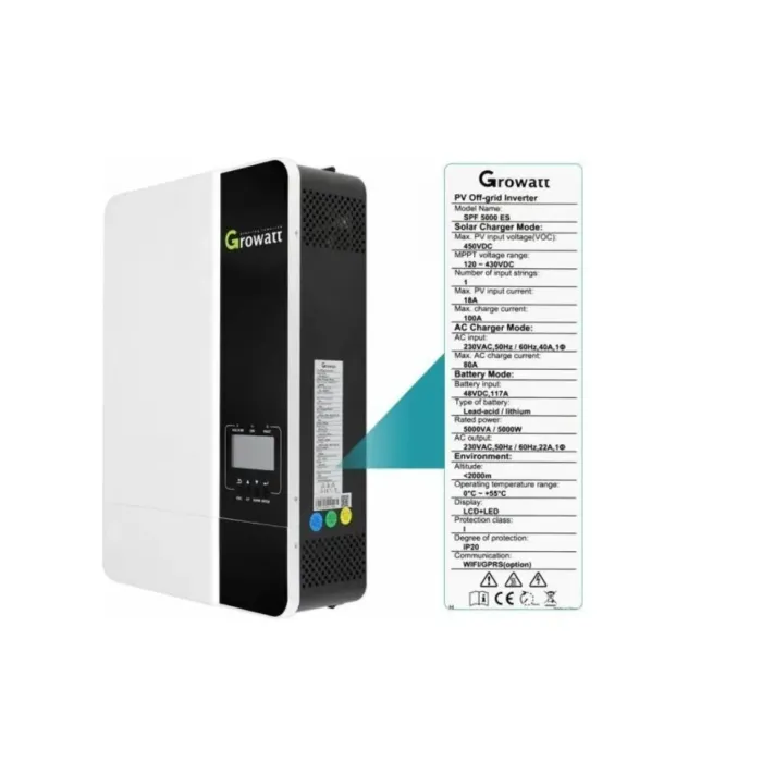 Гібридний інвертор Growatt SPF 3500 ES, 48 В, 3500 Вт (безперебійник, UPS, ДБЖ)