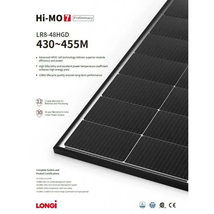 Сонячна панель Longi Solar LR8-48HGD-450M Hi-MO7 bifacial