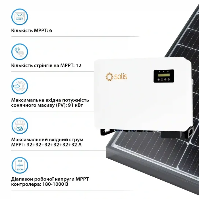Мережевий інвертор Solis S5-GC60K 60KW 6 MPPT 220/380V Трифазний (S5-GC60K)
