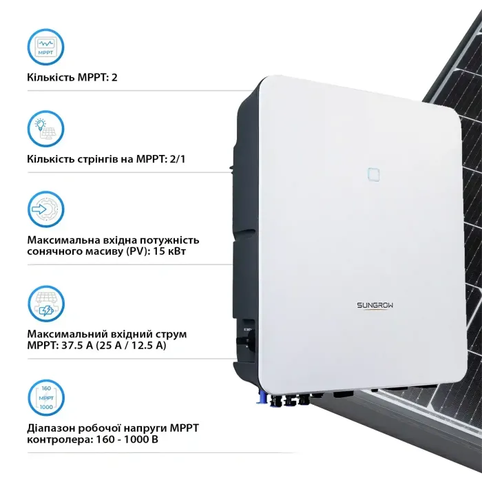 Мережевий інвертор SUNGROW SG10RT_V115 10kW 2 MPPT 220/380V Трифазний