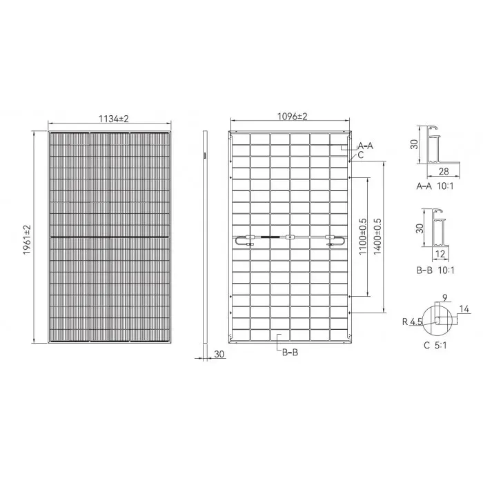 Сонячна панель Tongwei Solar TWMNH-54HD500 (BF) Bifacial Topcon N-Type Black Frame